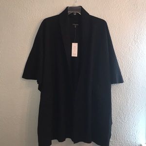 Felted Flannel Melange Wrap Poncho Cape Coat